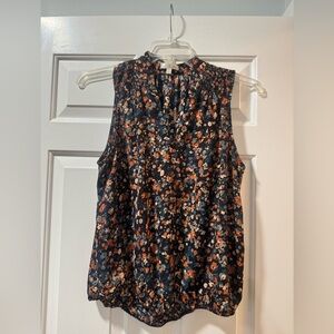 Nine Britton Floral Sleeveless Blouse - Black and Orange